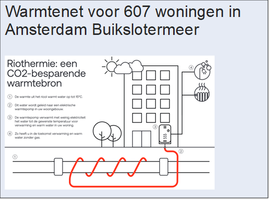 Warmtenet dat warmte uit rioolwater gebruikt voor corporatiewoningen in Amsterdam.