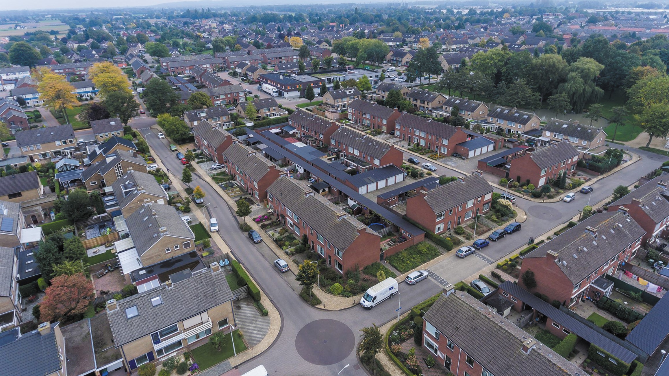 Luchtfoto van woonwijk.