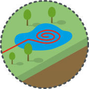 Icoon van beekje met aquathermie erin.